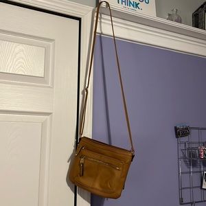 brown, cross body purse.